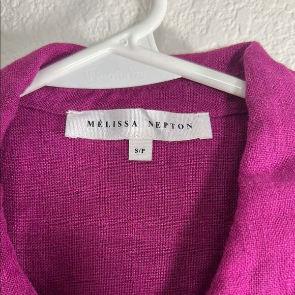 Melissa Nepton Linen Purple Button-Up Dress SP - Picture 2 of 8